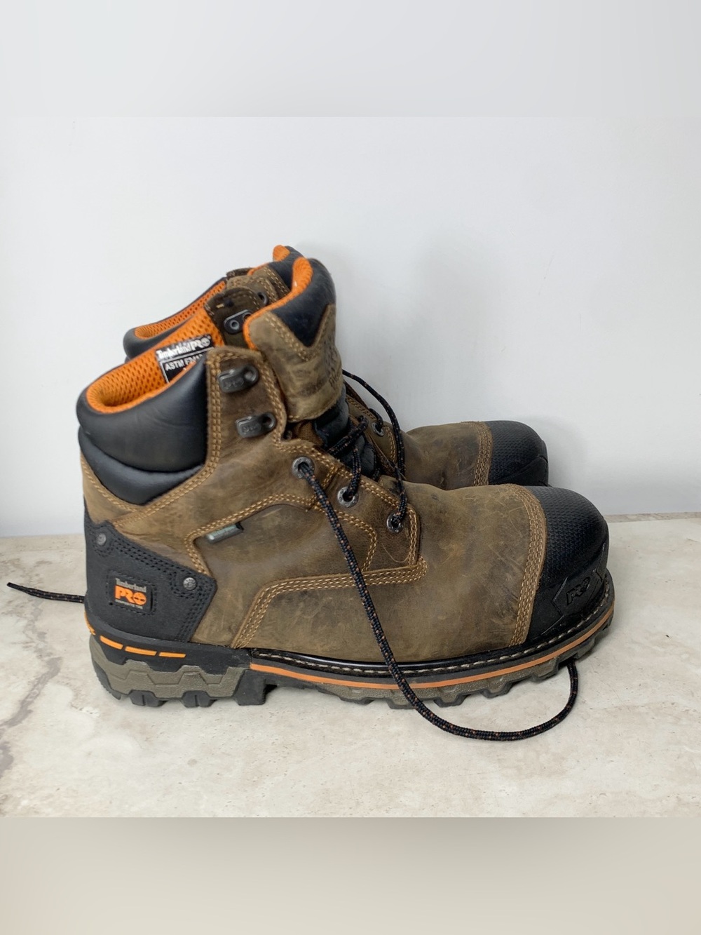 Timberland Pro Boondock 6" Boots Men Size 10.5W WIDE Shoes Comp Toe 92615 Brown